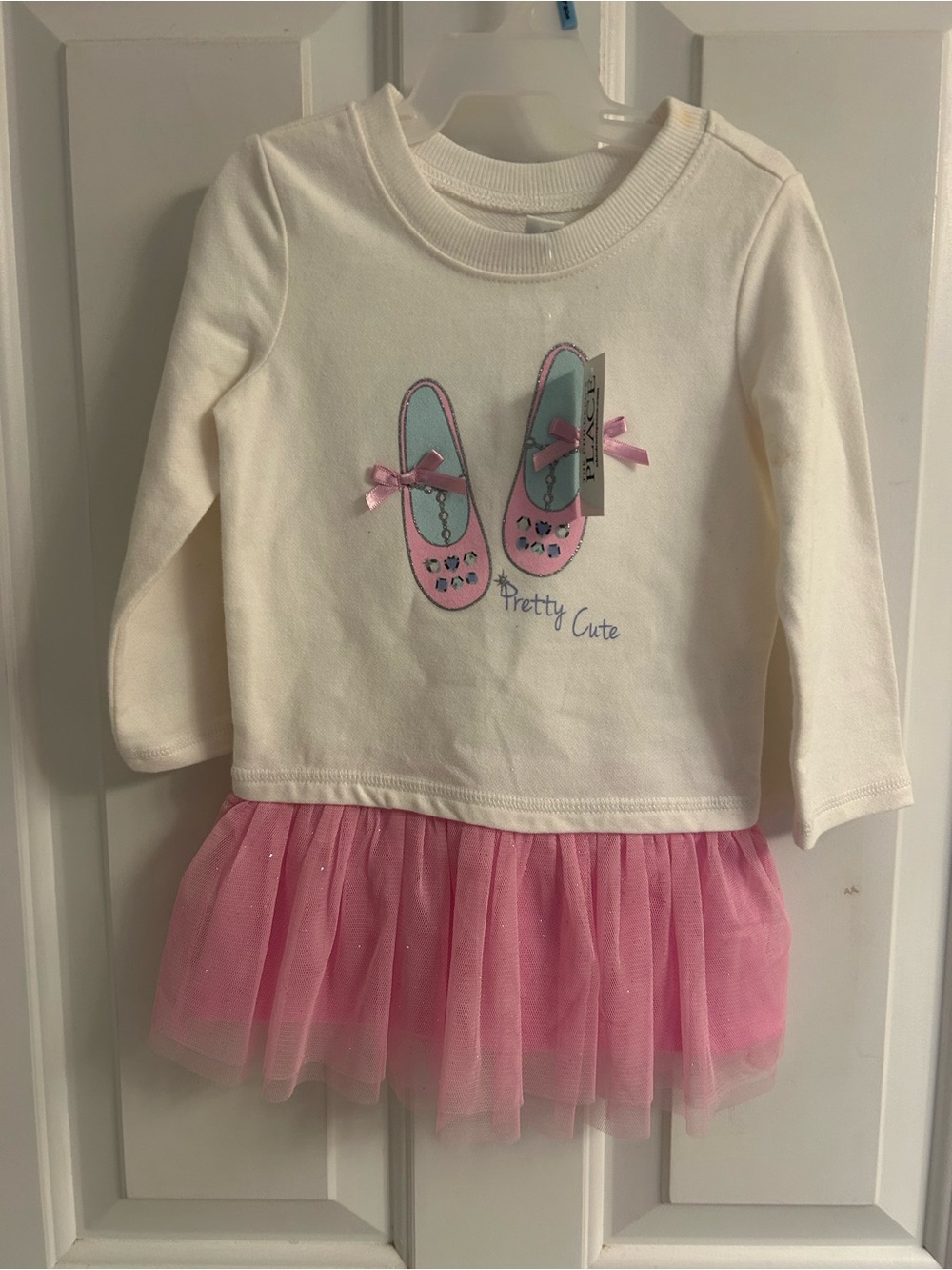NWT-Girls The Children’s Place Cream Top with Pink Tulle Skirt
